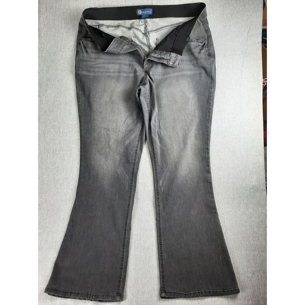 Democracy "Ab" Solutionβ Women 20W Acid Washed Pockets Black Flare Denim Jeans